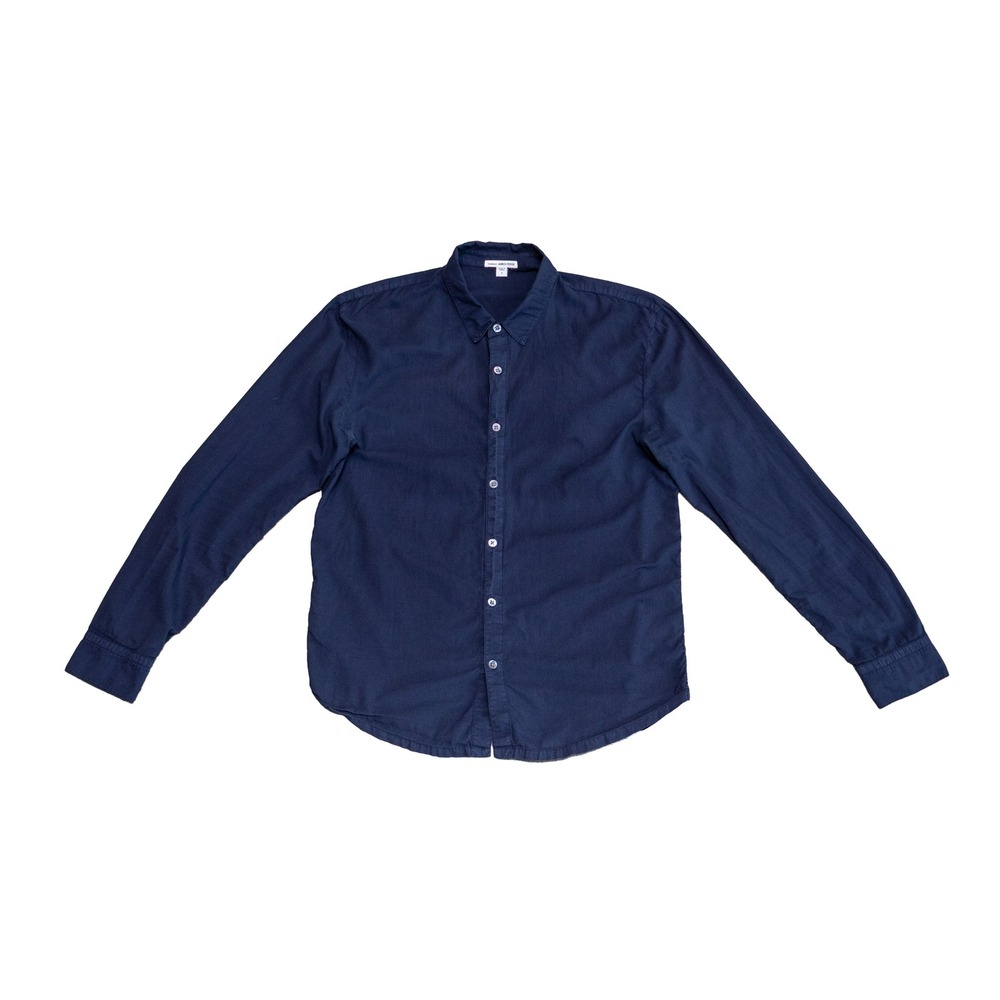 James Perse Standard Mens Navy Blue Cotton Long Sleeve Button Down Shirt MLC3408
